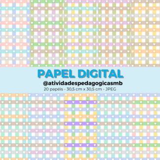 Papel digital xadrez - tons pastel (JPEG)