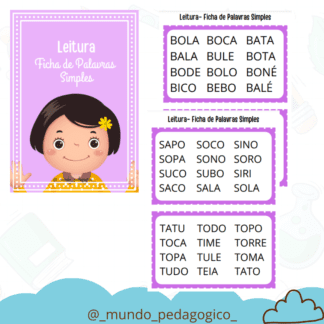 FICHAS DE LEITURA - PALAVRAS SIMPLES