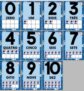 Os números de 0à 10: tema astronauta
