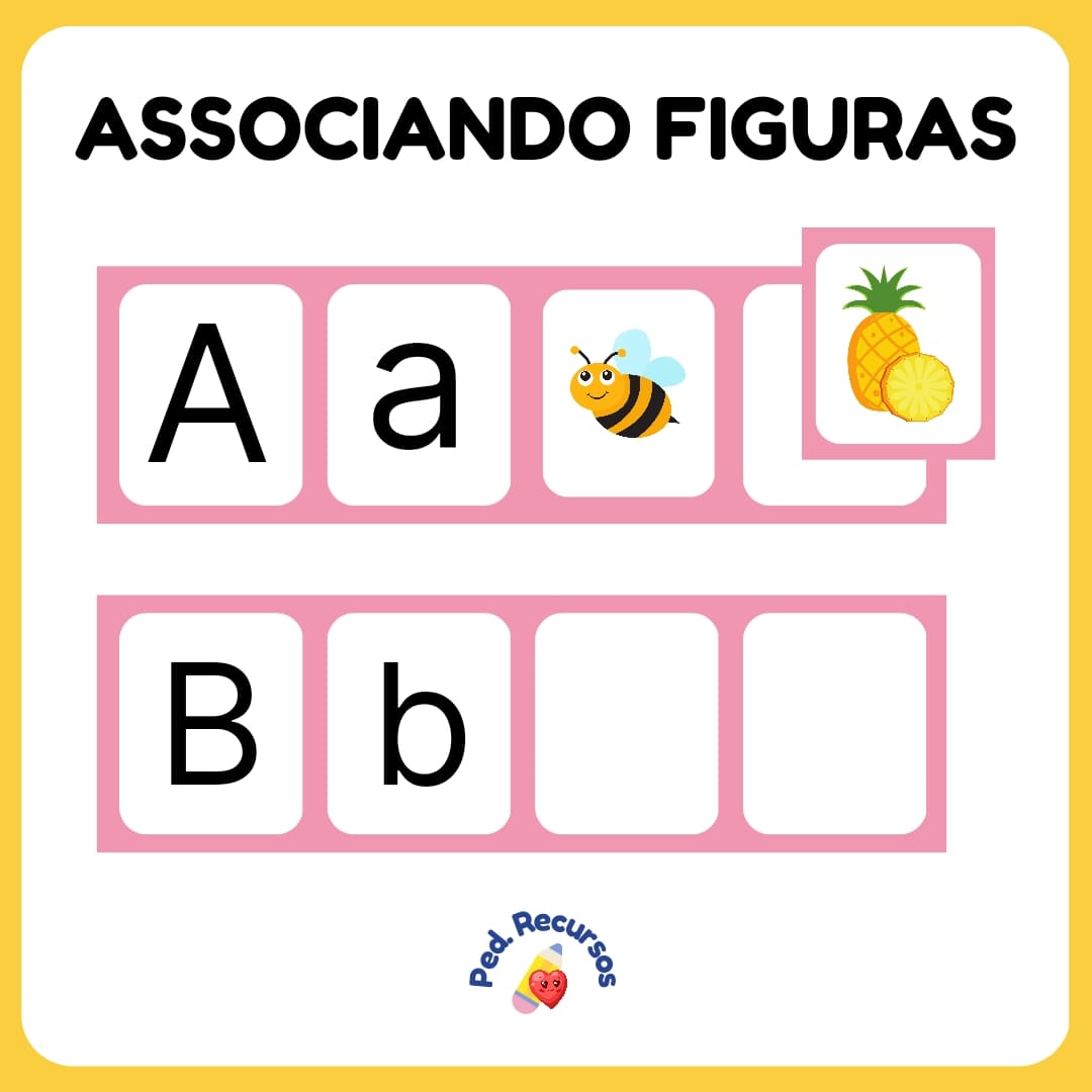 Exemplo de como usar o recurso com o objetivo de associar figuras a sua letra inicial.