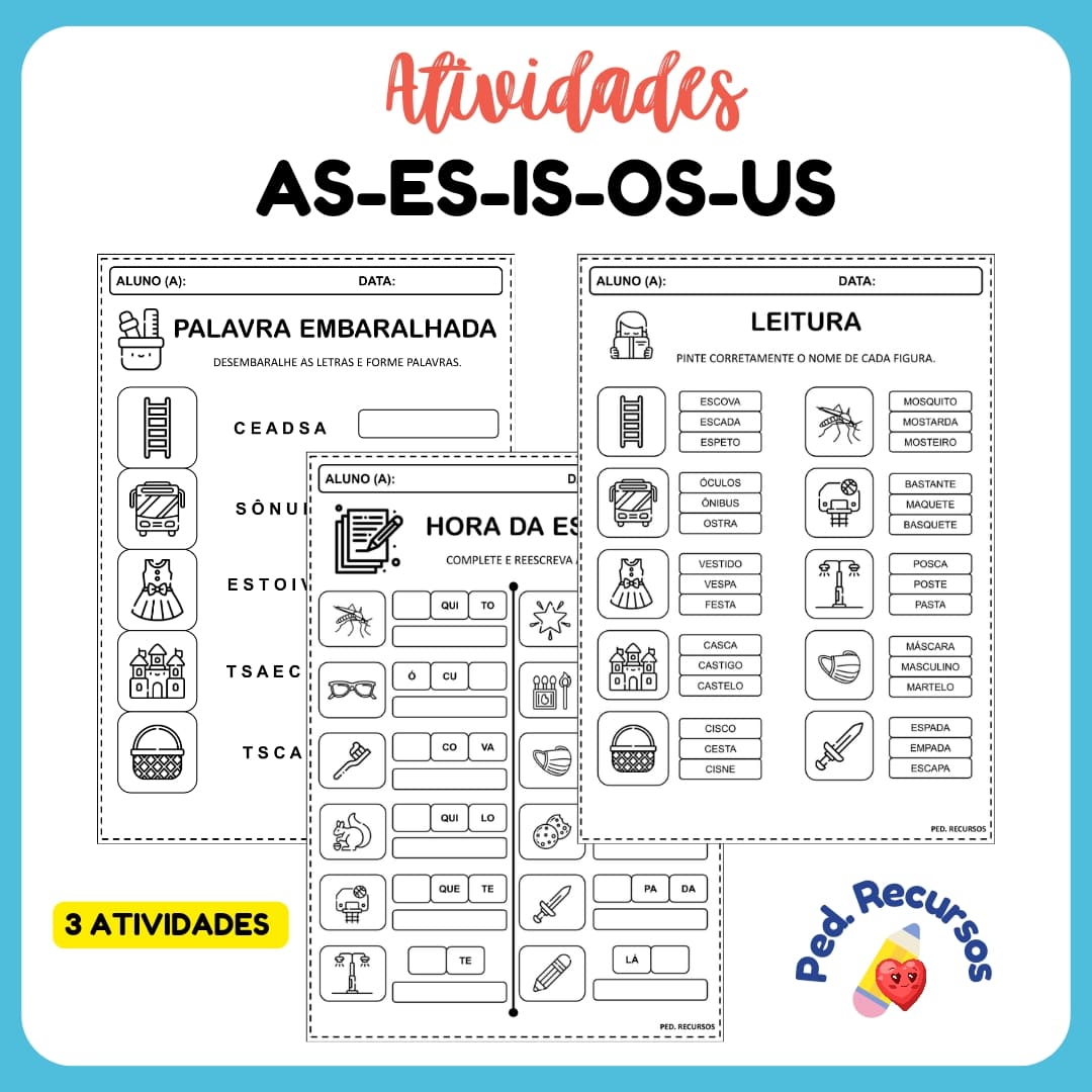 Atividades para a alfabetização.