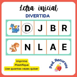 Recurso divertido para usar na alfabetização e trabalhar letra inicial das palavras.