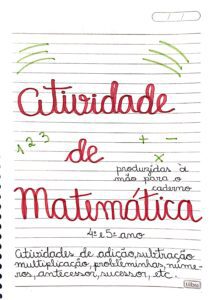 Atividade à mão – Matemática 4º e 5º ano