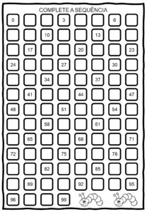SEQUENCIA NUMERICA 0 A 100 PRETO E BRANCO