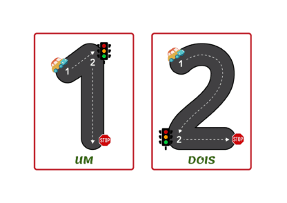 Números na pista pontilhado