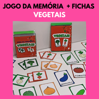 kit com jogo da memória + fichas vegetais