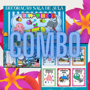 Combo decoração capas para o caderno fundo do mar