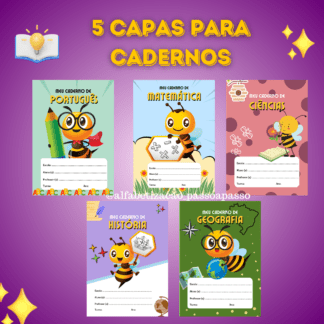 Kit com 5 Capas de Caderno