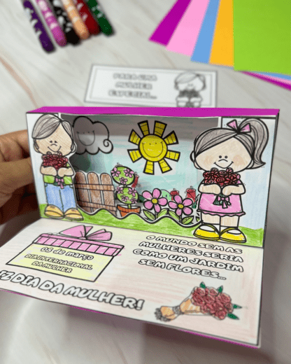 Cartão Dia da Mulher - Jardim 3D