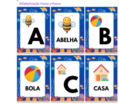 Alfabeto Ilustrado - tema Fundo do Mar