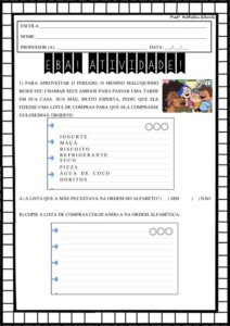 Atividade de Língua Portuguesa – 1º e 2º ano do Ensino Fundamental 1