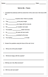 Lista de Exercícios: Verbo ‘to Be’ – Future