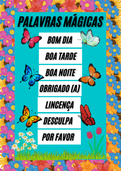Cartaz palavras mágicas tema jardim