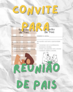 Convite – Reunião de Pais – Tema Urso