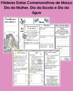 Fôlderes Dia da Mulher, Dia da Escola e Dia da Água