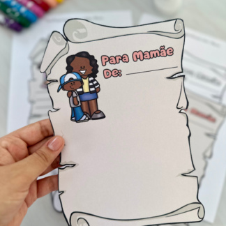 📜 Cartão Pergaminho – Dia das Mães (Colorida e Para Colorir) 