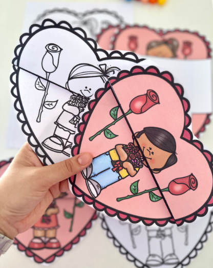 📩 Cartão Carta Coração – Dia das Mães / Quem cuida de mim (Colorida e Para Colorir)