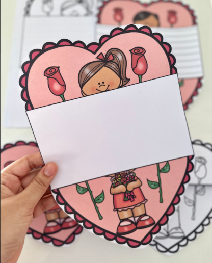 📩 Cartão Carta Coração – Dia das Mães / Quem cuida de mim (Colorida e Para Colorir) - Image 2
