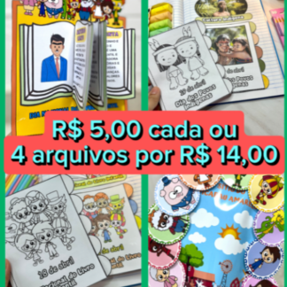 COMBO DIA DO LIVRO E DIA DOS POVOS INDÍGENAS - 4 ARQUIVOS POR R$ 14,00