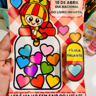 CARTÃO PÍLULA FALANTE - EMÍLIA SÍTIO DO PICAPAU AMARELO - DIA DO LIVRO