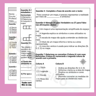 Avaliação Bimestral de Geografia com gabarito e habilidades trabalhadas