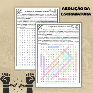 CAÇA-PALAVRAS – ABOLIÇÃO DA ESCRAVATURA